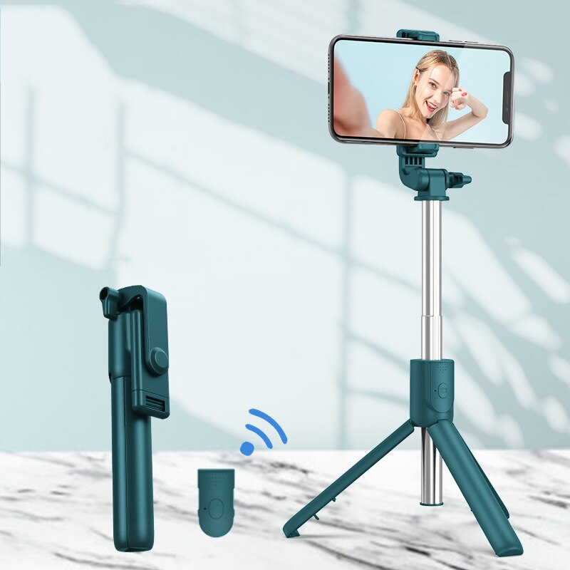 Wireless Bluetooth-compatible Selfie Stick Foldable Mini Tripod Shutter Remote Control for Ios Android