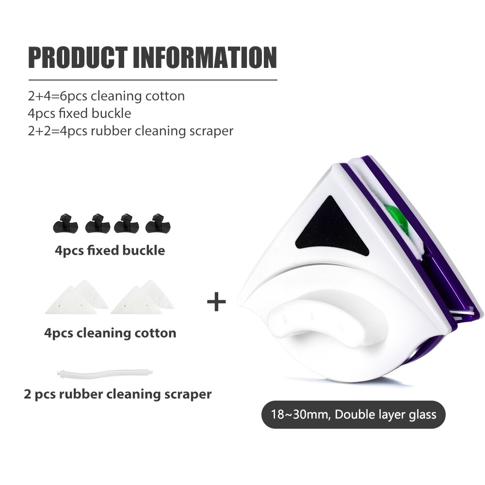 Cepillo magnético doble para limpiar cristales por ambos lados, limpiador de ventanas, utensilio de limpieza, productos del hogar: 18-30