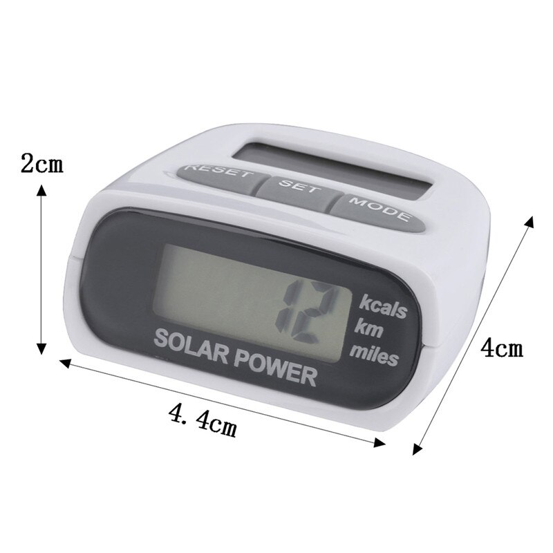 Multifunction White Solar Powered LCD Display Calorie Distance Counter Pedometer