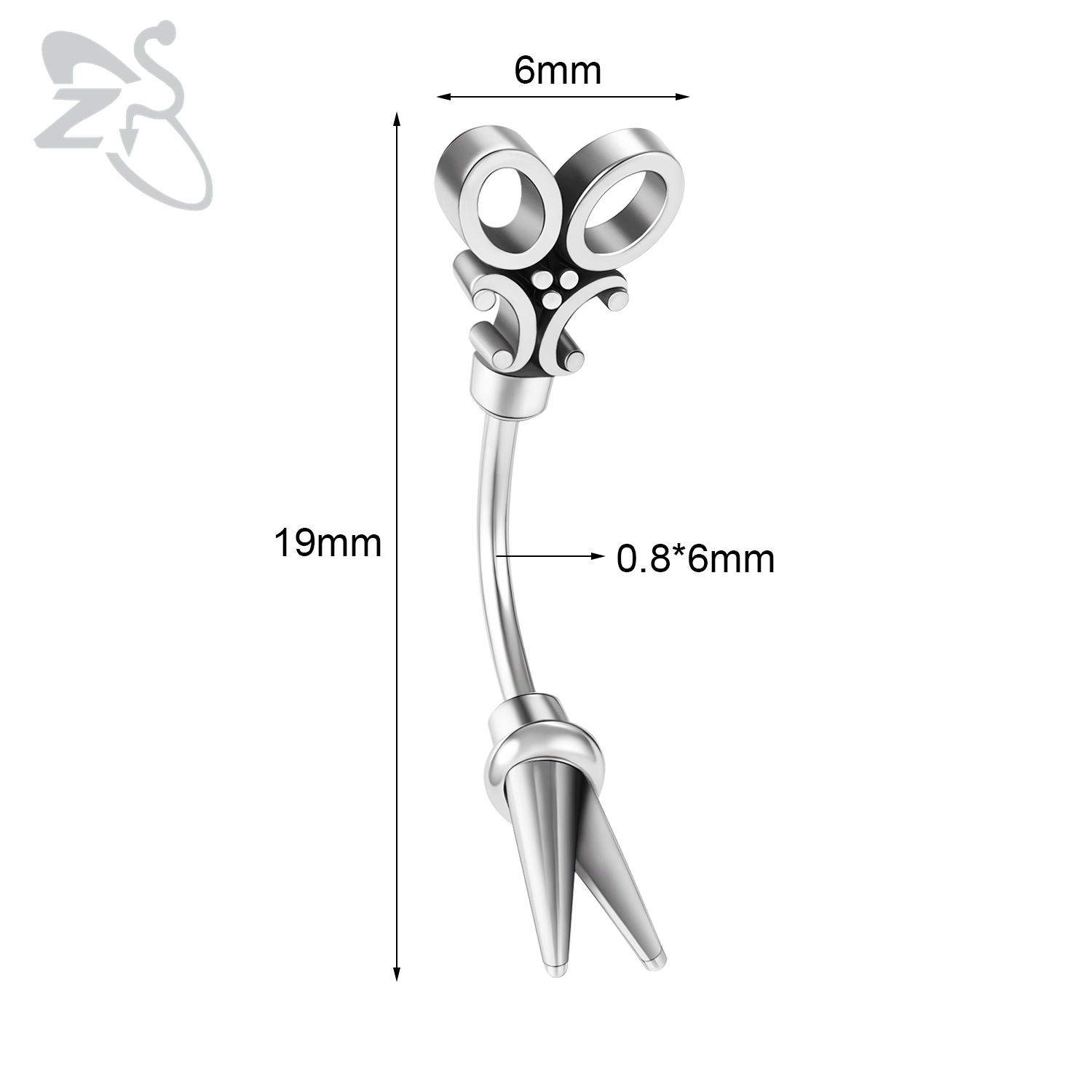 ZS 1 Piece 16G/20G Stainelss Steel Eyebrow Piercing Men Punk Rock Curved Eyebrows Ring Cross Spike Lip Belly Piercings Jewelry: Blue Zinc Plated