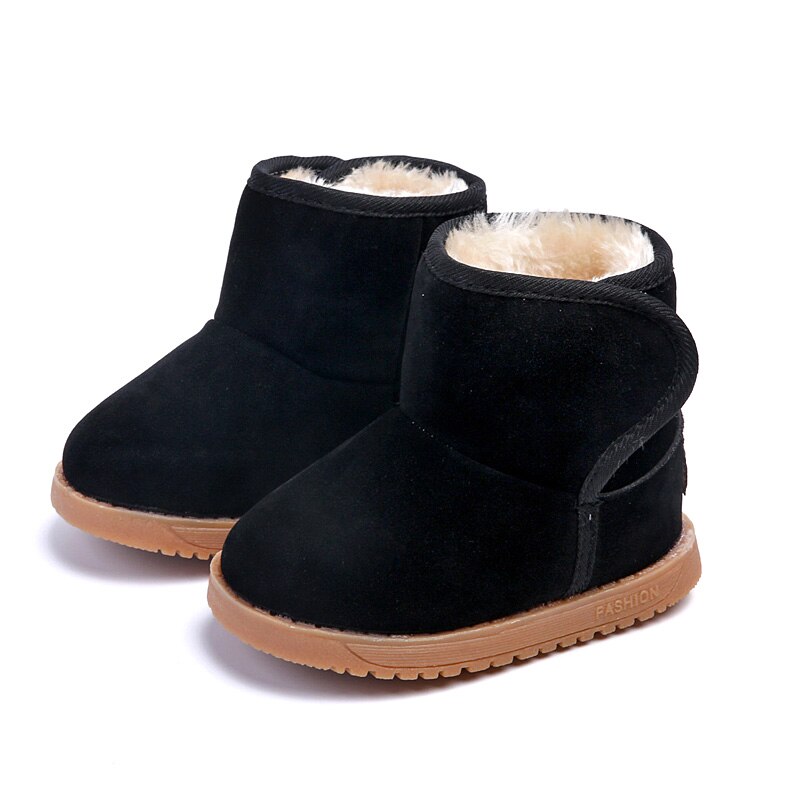 Winter kind sneeuwlaarzen schoenen warme baby meisjes jongens sneeuwlaarzen schoenen flock pluche jongens enkellaarsjes baby kinderschoenen: 888 zwarte / 8