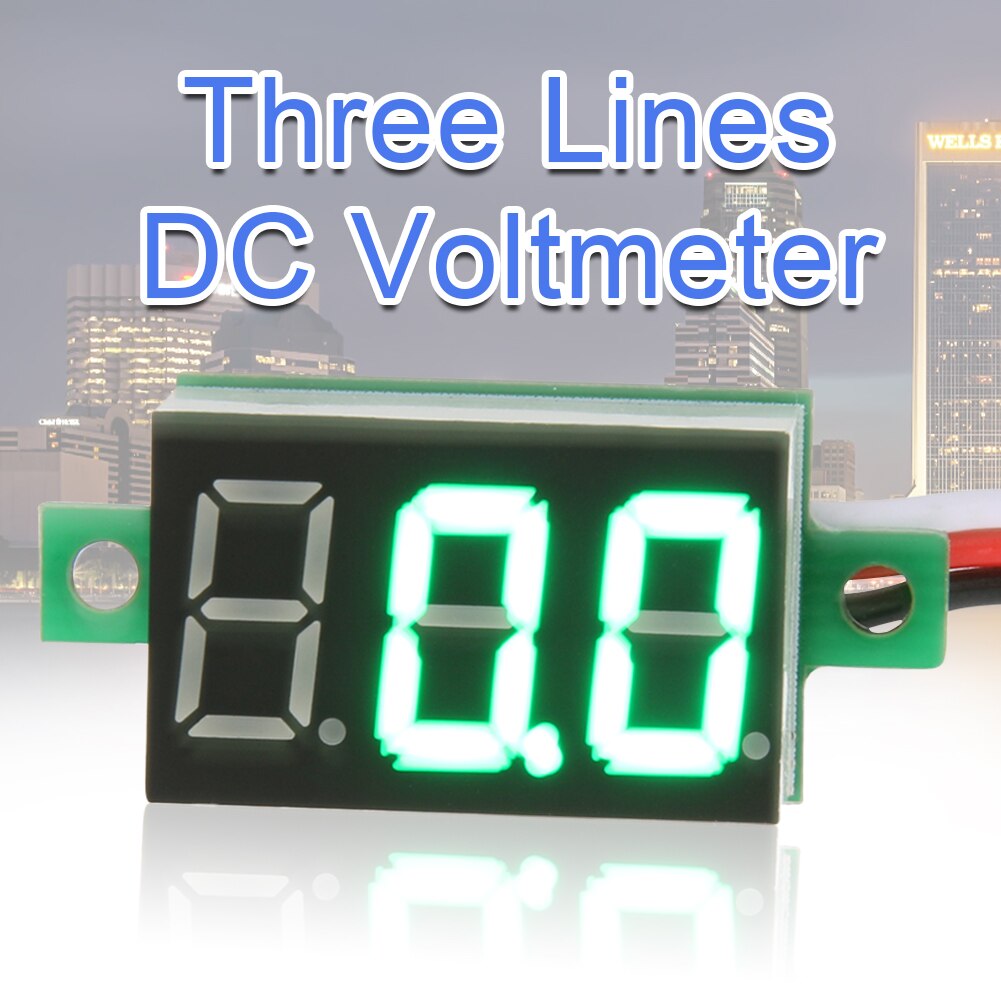 Aihasd 3PCS Mini Voltímetro Digital DC 0-100V LED Verde 0.36 Pulgadas