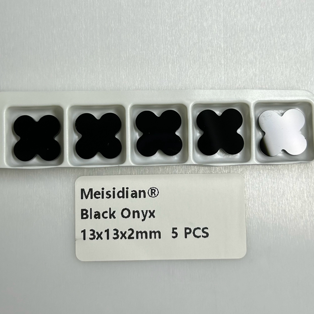 Meisidian flor ágata negra cornalina roja 13X13X2mm piedra de trébol de ónix: Negro