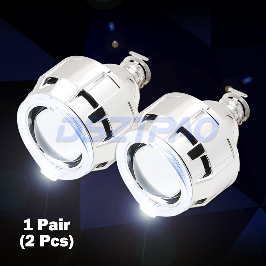 LED Angel Eyes Halos Bi xenon Lens Projector Headlight For Car Retrofit DIY W/ Daytime Running Lights 2.5'' H4 H7 Use H1 Xenon: 1 pair( 2pcs)