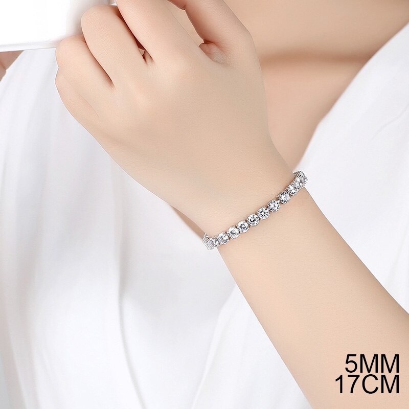 2020 di nuovo modo di lusso 925 sterling silver da tennis delle donne del braccialetto dei braccialetti per le donne regalo Di Natale del commercio all'ingrosso dei monili S5877: S5650-17CM-5MM