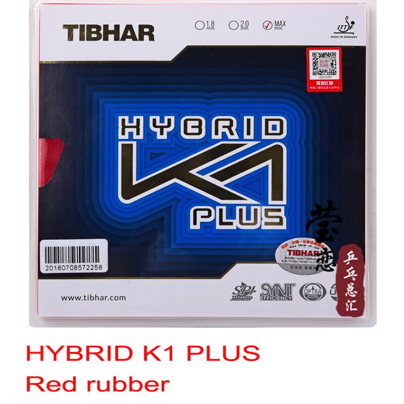 Original Tibhar hybrid K1 plus table tennis rubber sticky high speed and spin fast attack with loop: red