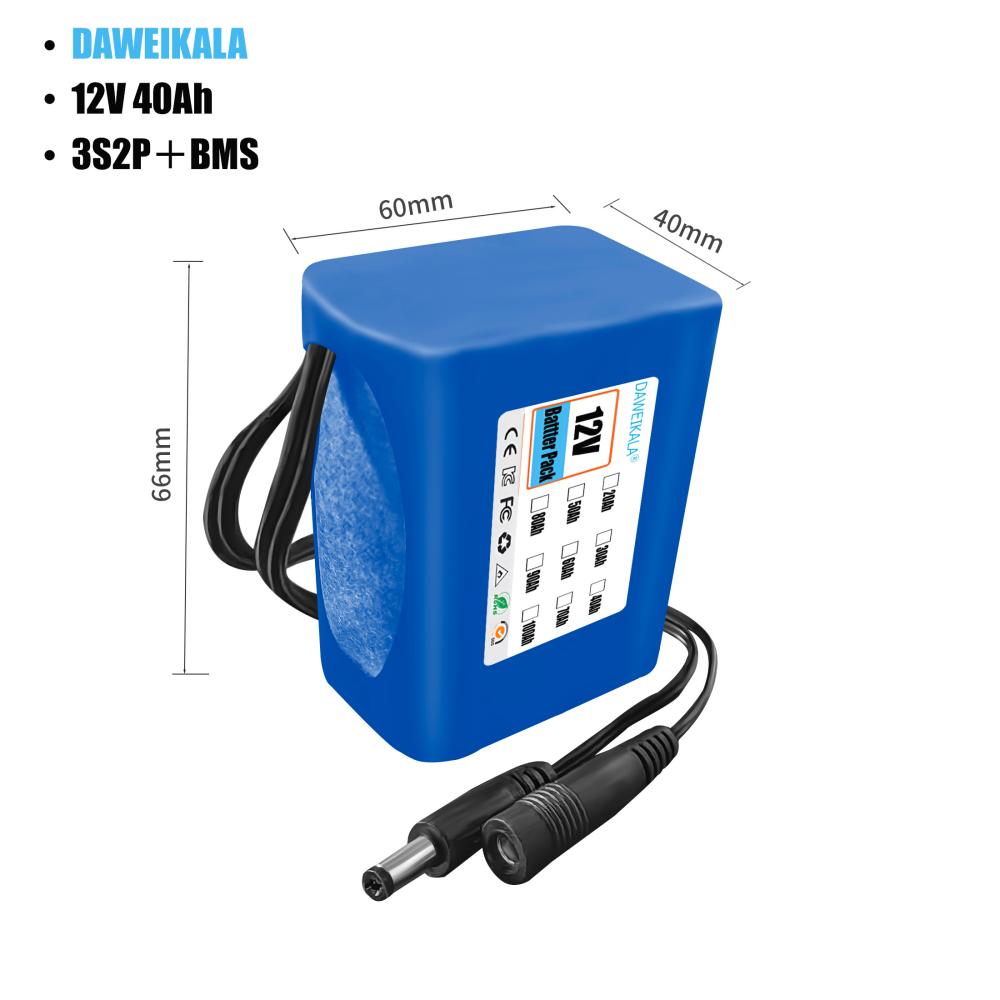 Original Portable Super 12V 12800mah Battery Rechargeable Lithium Ion Battery Pack Capacity DC 12.6v 30Ah CCTV Cam Monitor +: GRAY