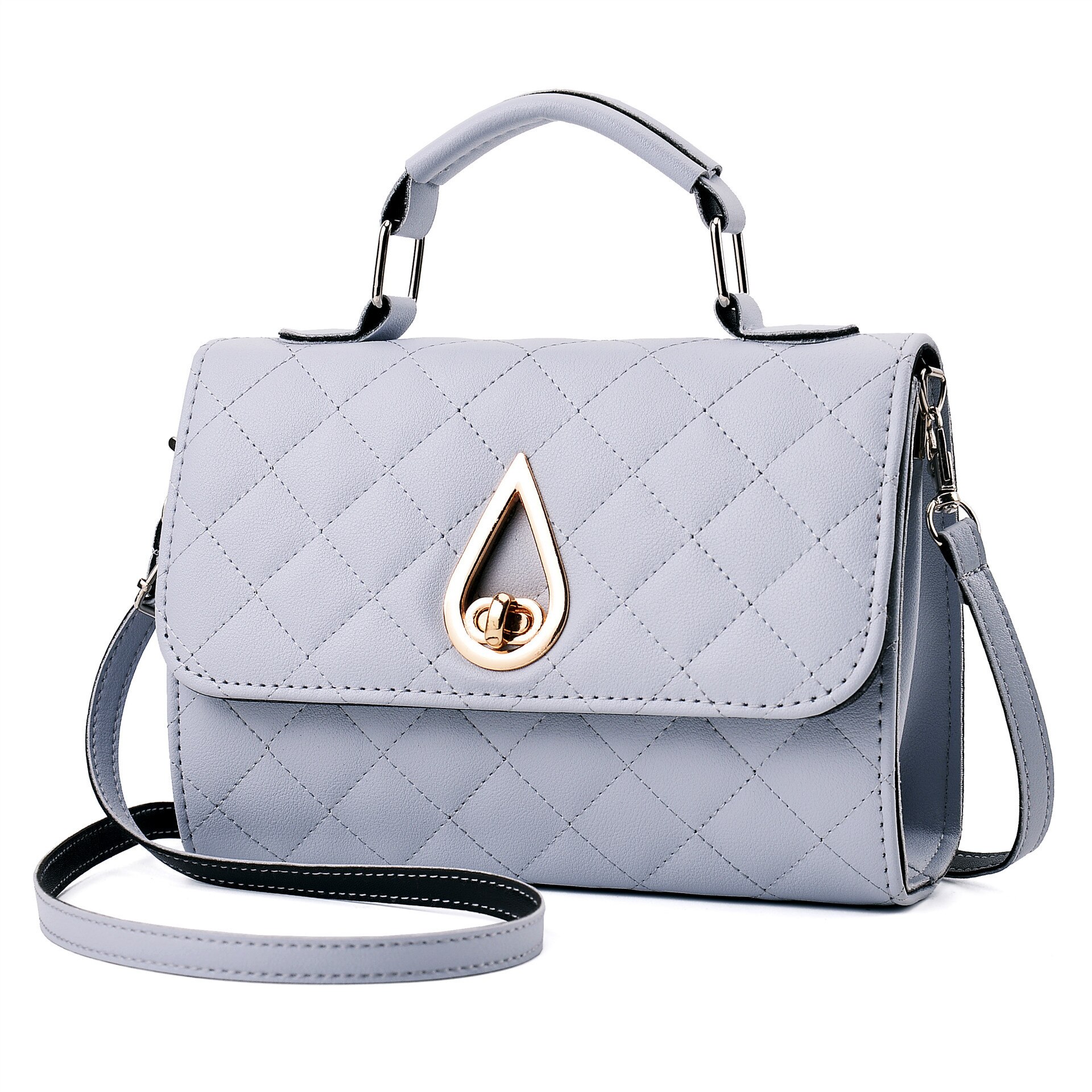 Women's shoulder bag Korean version Messenger red bag water embroidered lattice set clutch female shoulder bag 729: gray 729