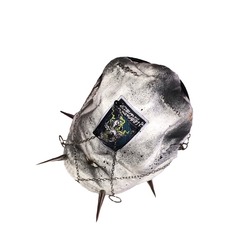 Cool Girl Punk Rock Rivet Chain White Beret Hat