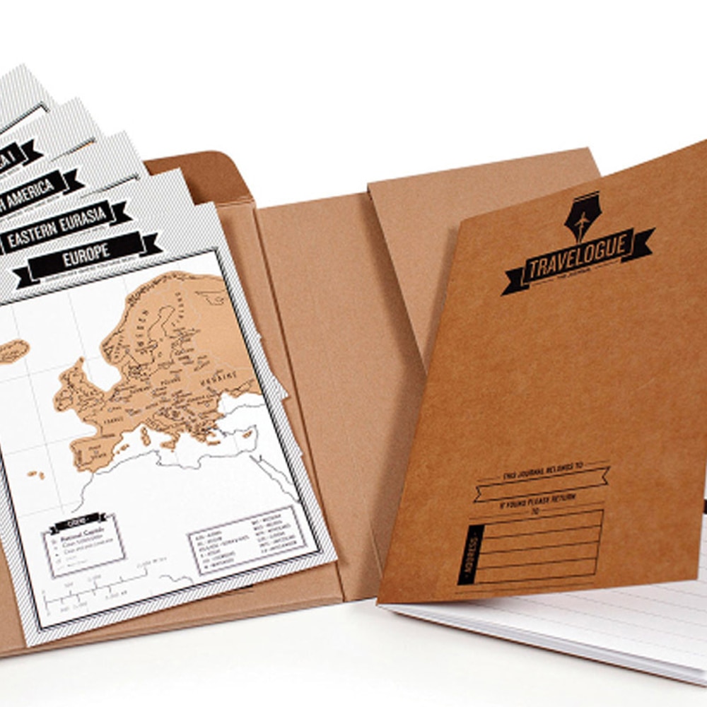 2PCS Show Deluxe Erase World Travel Scrap Scratch Map Notebook World Notepad Plan note book Room Home Office