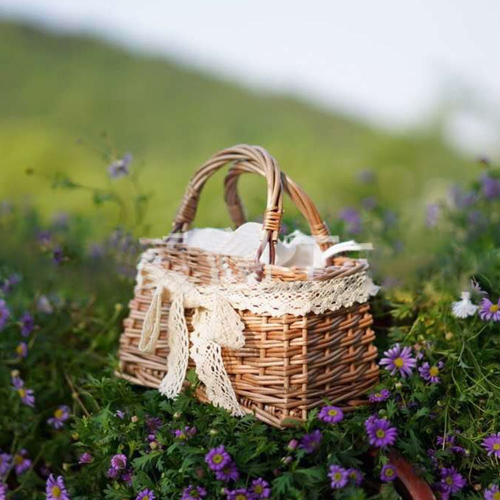 Children's Mini Hand Woven Basket Handbag Mini Handbag Cute Woven Basket Purse For Little Girls Toddlers