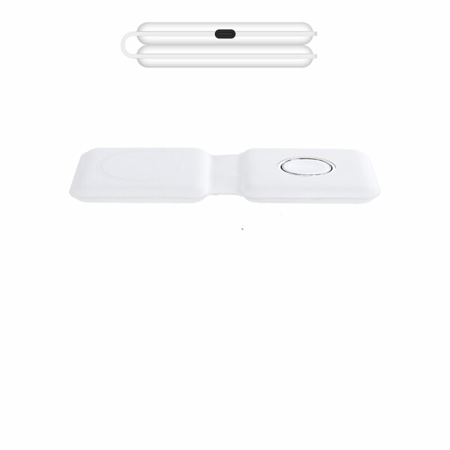 2 In 1 Magnetische Dual Charging Dock 15W Draadloze Oplader Voor Iphone 12 Pro Max Magsafe Apple Iwatch Airpods zwart Wit Vouwen: White