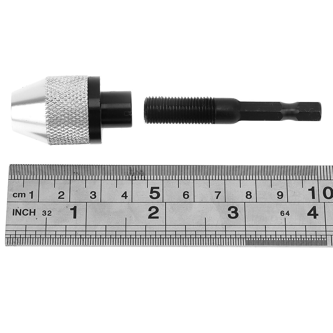 1 stk spiralborepatron 0.3-6.5mm skruetrækker slagtrækker adapter med 1/4 sekskantede skaft tre klo til elektrisk slibemaskine: Sølv