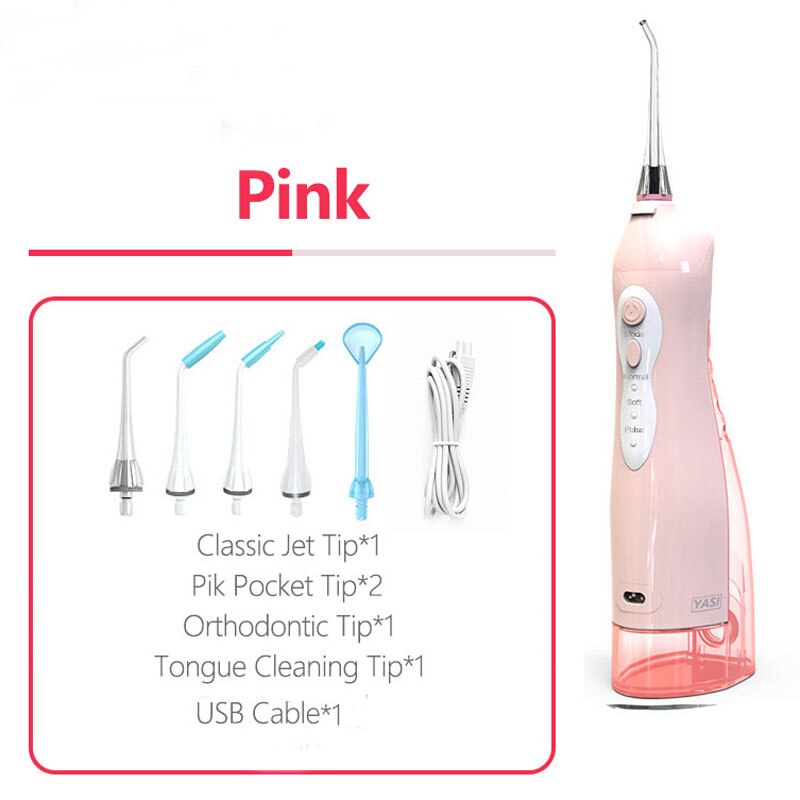 255ml Oral Irrigator USB Recharge Portable Water Flosser 3 Modes Teeth Washing Machine Brush 60-90psi Dental Water Jet: pink water flosser