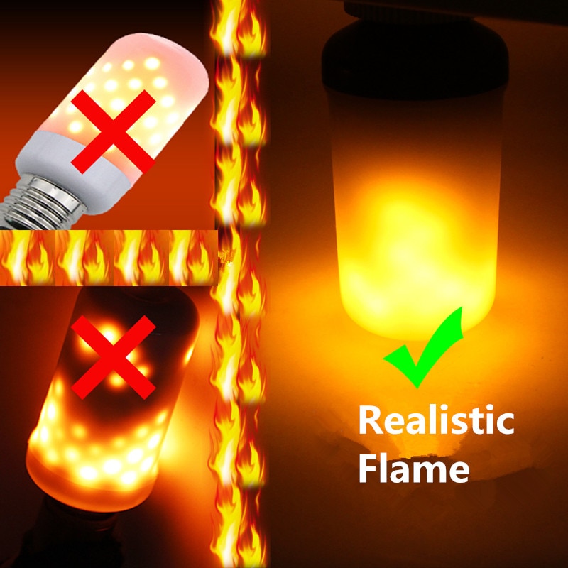 E27 Led Vlam Lamp 4 Modes Geel Vlam Effect Licht Lamp 85-265V Flickering Emulatie Fire Light Met zwaartekracht Sensor Decor Lamp