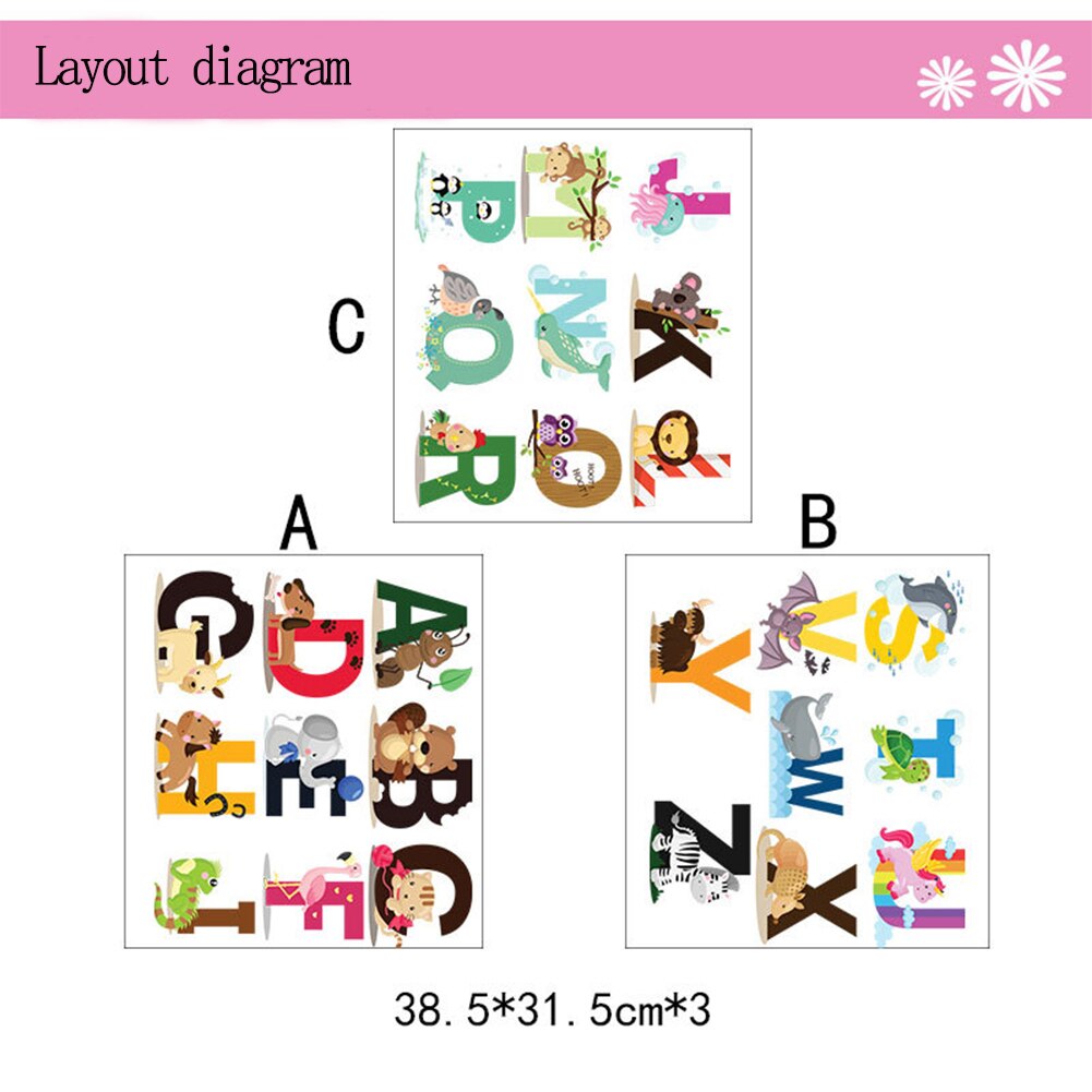 Cartoon Alphabet Sticker Adhesive Wall Sticker Pvc Waterproof Wallpaper Mural DIY Wall Decals Home Poster Kids Room Decor