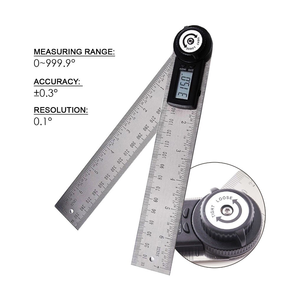 200mm 2-in-1 Digital Angle Ruler Finder Meter Protractor Inclinometer Stainless Steel Moving Blade Ruler Goniometer Electronic