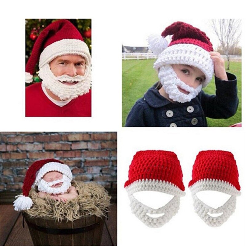 Kindje Kerstmuts Kerstman Baard Hoed Gehaakte Muts Kinderen Beanie Caps Kerstcadeau Idee Bearded Beanie Fotografie Props