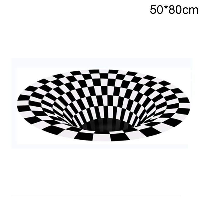 3D Print Carpet Decoration Living Room Hallway Rugs Black White Grid Print Carpets Three-dimensional Stereo Vision Mat Illusion: 50 80