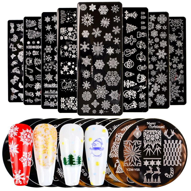 Weihnachten Nagel Kunst Druck Stanzen Vorlagen Edelstahl Schneeflocke Bilder Druck Platten Geometrische Stempel Schablone
