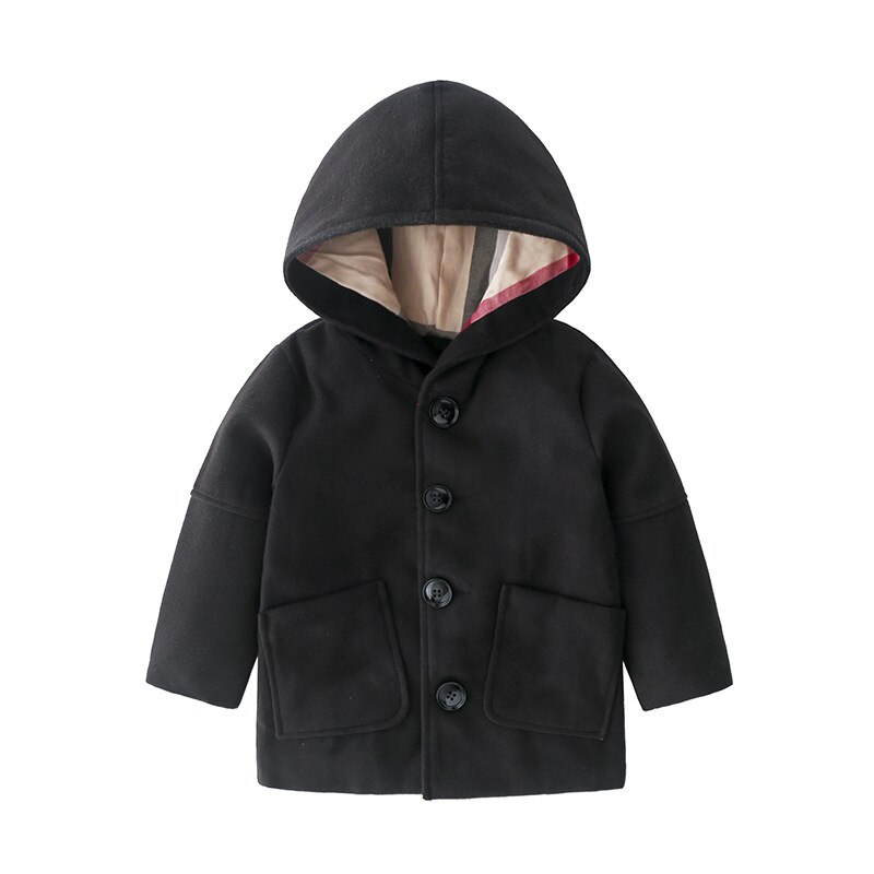 Winter Kinderen Meisjes En Jongens Hooded Lange Jas: Black / M