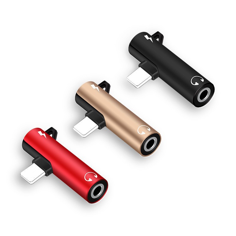 NOWOŚĆ Podwójny rozdzielacz adaptera do ładowania słuchawek audio 2 w 1 dla iPhone XR XS X 7 8 11 11Pro dla kabla AUX z gniazda 3,5 mm do słuchawek