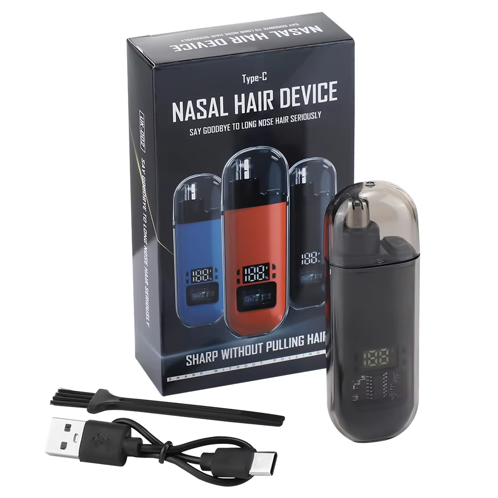 Recortador de pelo de nariz eléctrico para hombres y mujeres, removedor de pelo con Motor de alta velocidad, afeitadora de labios y cejas, cortador tipo R, cabezal recortador para nariz: Azul
