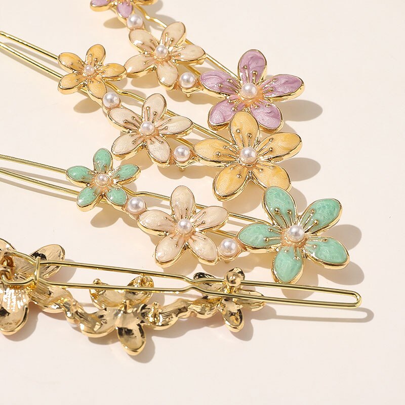 Vintage coloré perle épingles à cheveux géométrique papillon fleurs étoiles lune style pinces à cheveux doux coréen Barrette cheveux accessoires