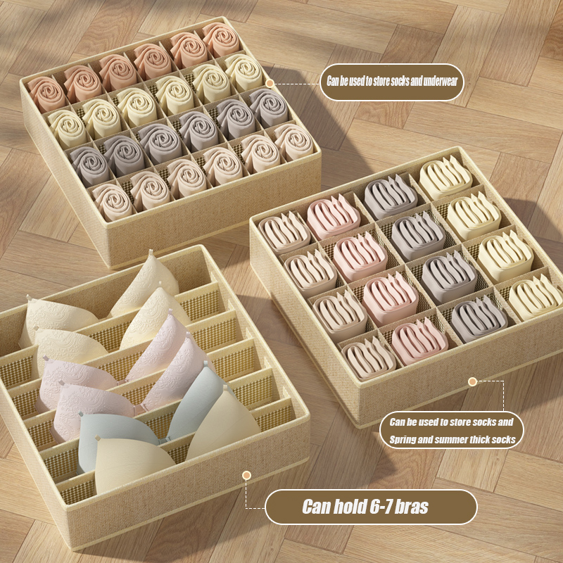1-2Stck Unterwäsche Lagerung Boxen Socken Kleidung Lagerung Organizer Vlies Stoff Schublade Typ Höschen Drei-stück einstellen Kasten Kasten Hause