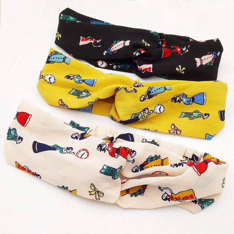 HG Women Girls Bohemian Hair Bands Print Headbands Vintage Cross Turban Bandage Bandanas HairBands Hair Accessories