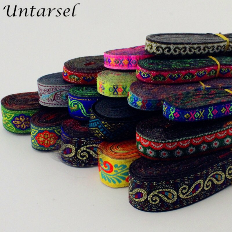 Etnische Lint Collection 10/20 MM Luxe DIY Jacquard Trim Weefde Polyester Singels Home Textil Handgemaakte ambachten