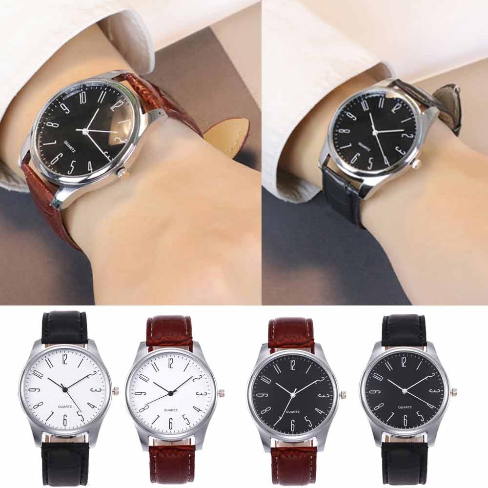 Mens Eenvoudige Zakelijke Mode Lederen Quartz Horloge