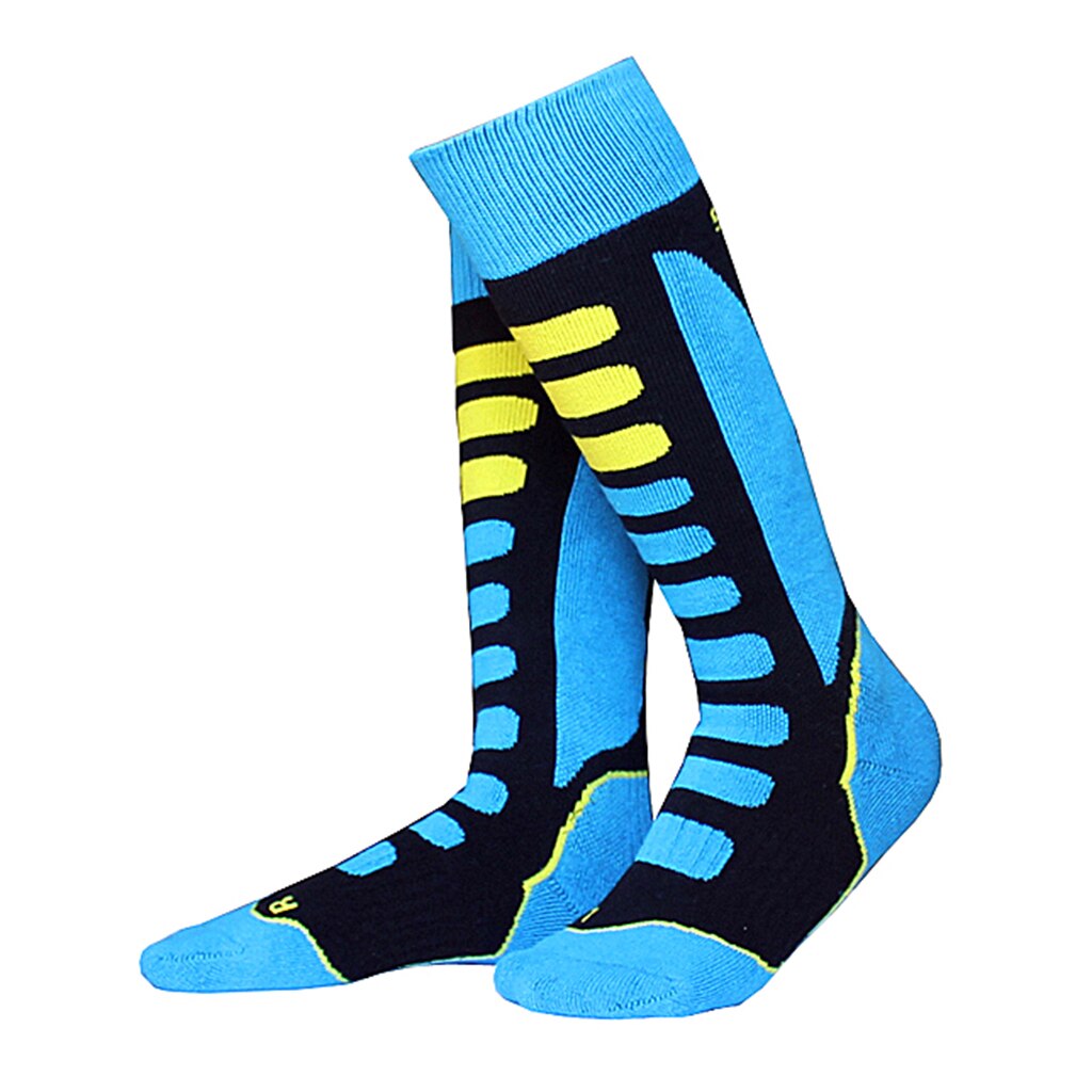 Unisex kinderen volwassenen gewatteerde wintersport thermische prestaties ski snowboard sokken sportsokken thermosokken beenwarmers sokken: Blauw  eu 27-30