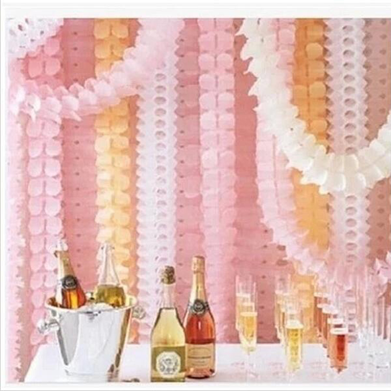 Wedding decoration Pink Princess Theme Paper Garland Puff Tissue Garden Birthday Party Suppliers Backdrop Hanging Decor