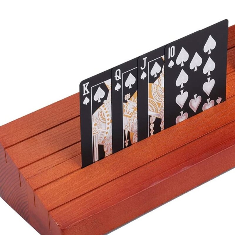 Träkortshållare poker rack brickor för att organisera kort på festspel rummy match