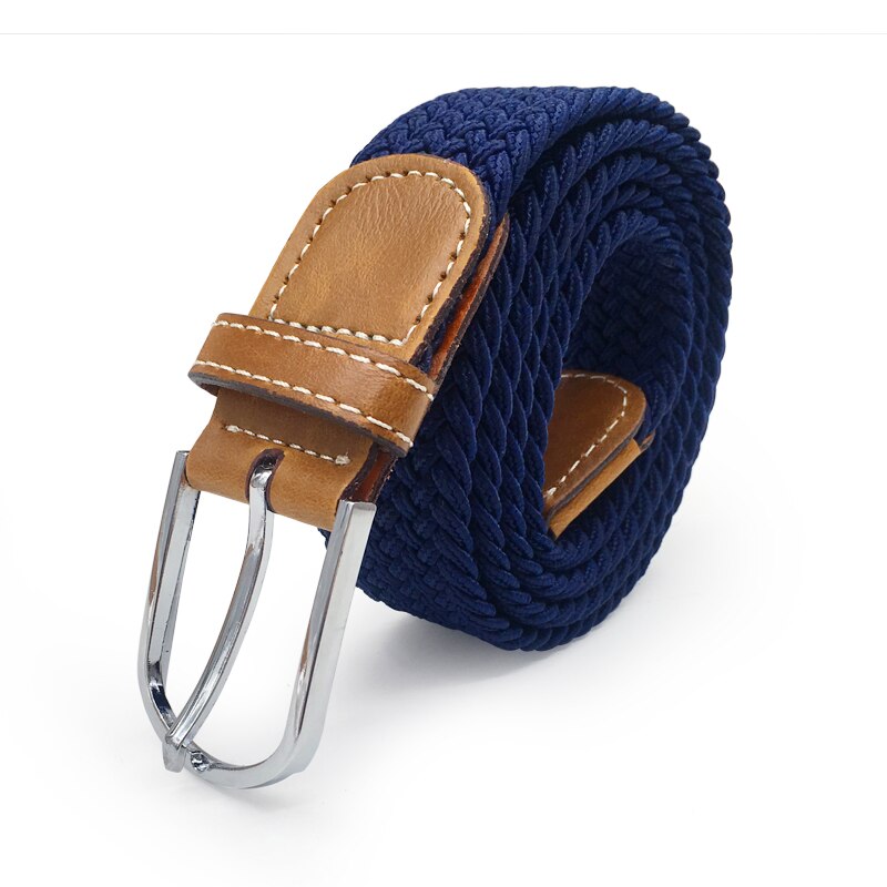 Mannen Elastische Stretch Taille Riem Zwart Canvas Gevlochten Kleine Elasticiteit Geweven Lederen Riem Brede Metal Stretch Riem Voor mannen