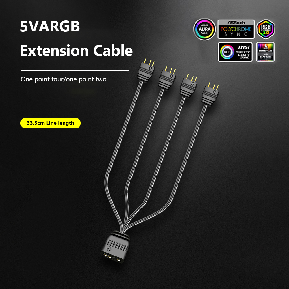 COOLMOON-conector ARGB de 5V y 3 pines para ventilador de ordenador, Cable de extensión de 1 a 2 y 4 ventiladores, Divisor de Cable de alimentación para placa madre