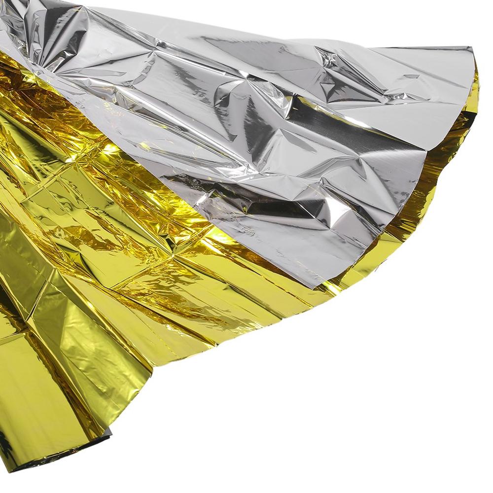 160*210cm nödfilt livräddande värmeisolering solskyddsfilt guld silver dubbel färg