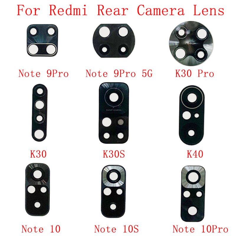 2Pcs Rear Back Camera Glass Lens For Redmi Note 9 K30 Pro K30S K40 Note 10 10S 10 Pro Camera Glass Lens Parts
