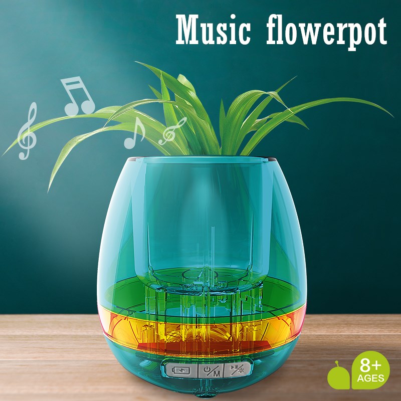 Smart Solar Muziek Bloempot Bloempot Intelligent Speelgoed Home Decor Plastic Pot Ornament Led Nachtlampje Educatief Speelgoed Voor Kinderen