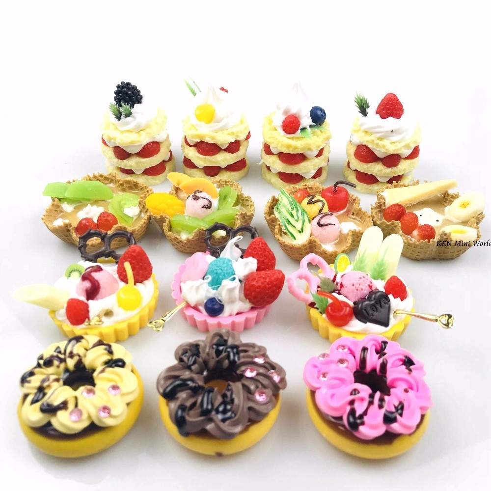 Nowy 2 sztuk/partia 1/6 skala miniaturowy deser śliczne 4 styl ciasto pączek dla Blyth Lalka Dom dekoracje udawaj jedzenie