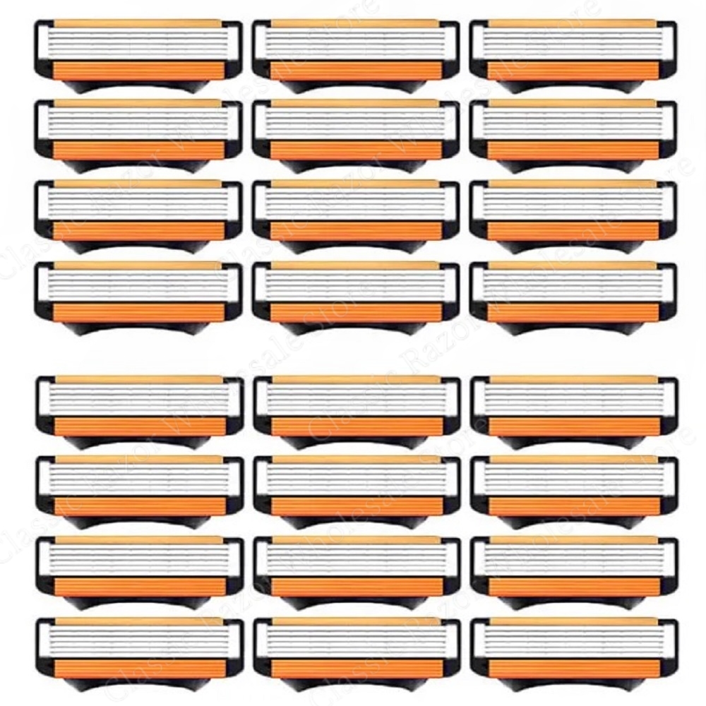 Cuchillas de afeitar manuales reutilizables de 5 capas, cuchillas de repuesto para afeitadoras de hombres, maquinilla de afeitar de seguridad, protección de la piel: Blanco