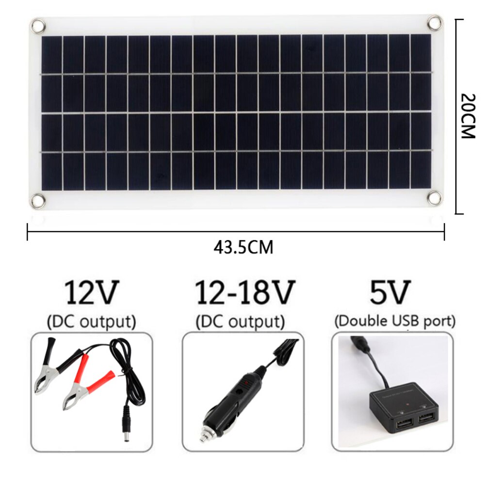 100W Solar Panel Complete Kit 12V USB Flexible Solar Plate Solar Cell Power Portable Battery Charge for Outdoor Camping Hiking