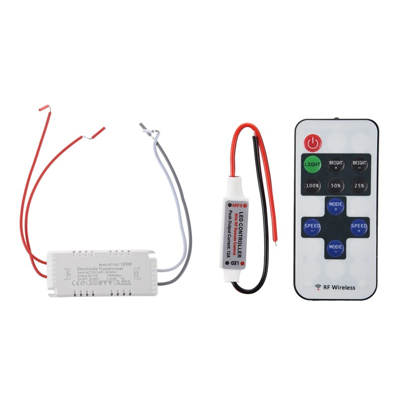 Halogen Light Electronic Transformer 105W 12V 220V - 240V with Command Strip Remote Control LED Color Single 5V-24V 12A: Default Title