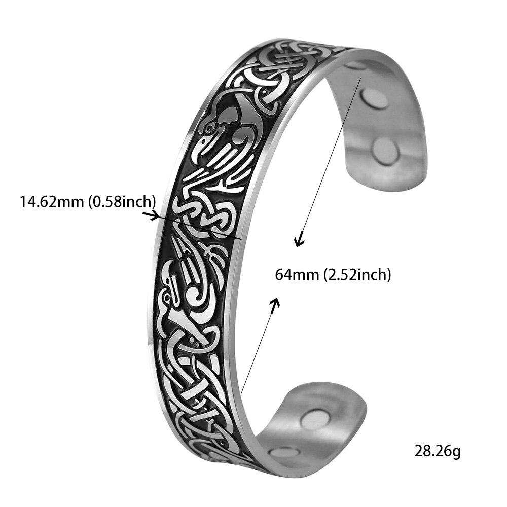 Skyrim saluto Terapia Magnetica 316L Bracciali in Acciaio Inox Fenice totem Vichingo Del Polsino Del Braccialetto Del Wiccan Amuleto Del Braccialetto Delle Donne Degli Uomini: stile 1 nero