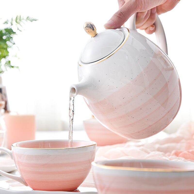 Service à thé en porcelaine d'os britannique, articles à boire en céramique, tasse à café avec théière à lait, ensemble de d'anniversaire et de noël