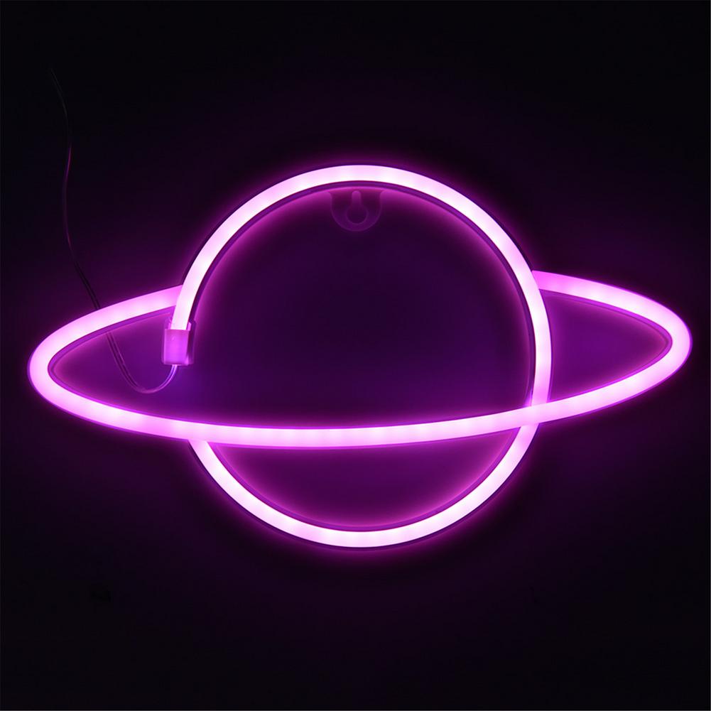 LED Neon Lamp Elliptical planet Shaped Sign Neon Light Battery Powered Home Decorative Wall Light Party Room Lighting: b