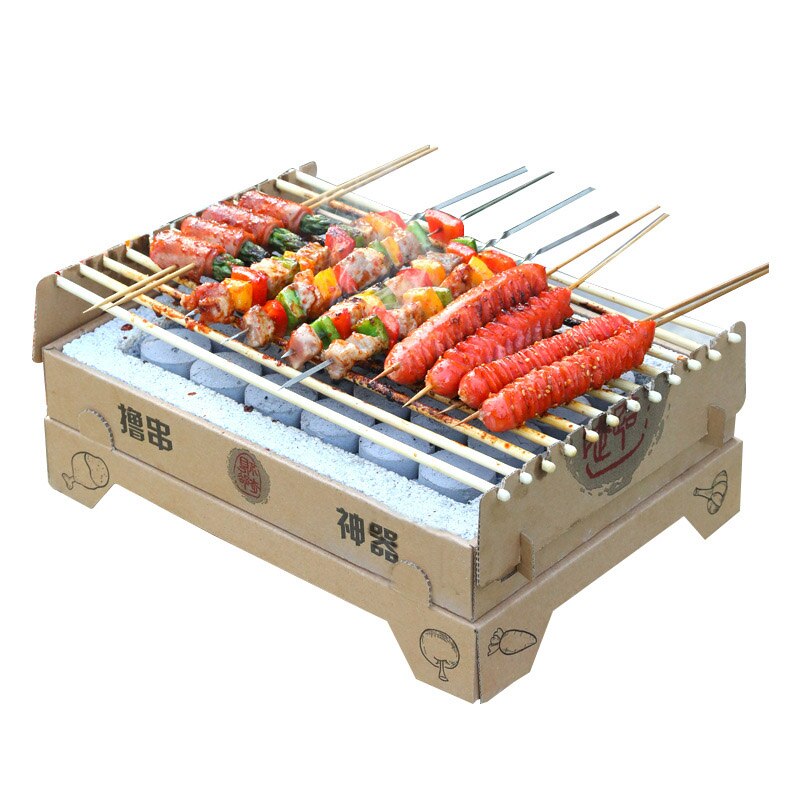 Disposable BBQ Grill Smokeless Portable Barbecue Grills Charcoal Single Use Biodegradable Mini Grill for Outdoor BBQ Camping