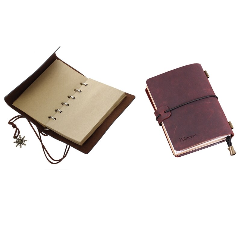 Leather Bound Blank Pages Journal Diary Notepad Notebook (Black) S & Leather Notebook for Men & Women, Red Wine