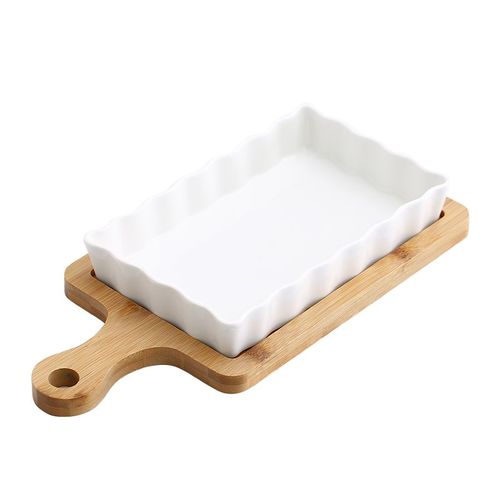 600ml Japanese Keramik gebacken Käse gebacken Reis Gericht mit Bambus Matte einfach Haushalt Frucht Sushi Ramen Gericht Küche Geschirr: B-600ml